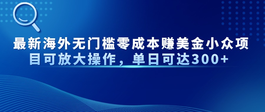 最新海外无门槛零成本赚美金小众项目可放大操作，单日可达300+-尤课网创