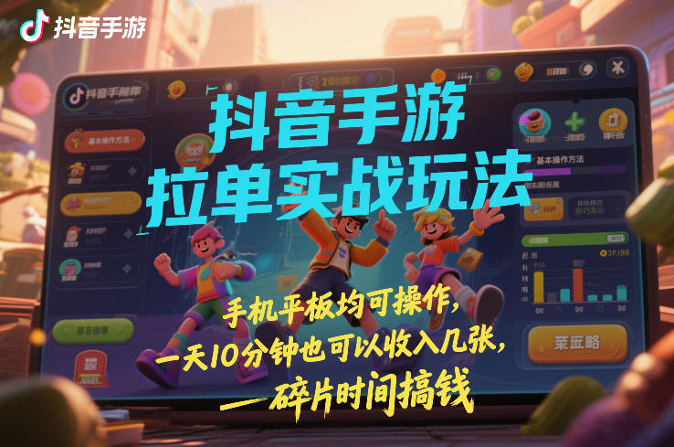 抖音手游拉单实战玩法,手机平板均可操作,一天10分钟也可以收入几张,碎片时间搞钱【揭秘】 抖音手游拉单实战玩法,手机平板均可操作,一天10分钟也可以收入几张,碎片时间搞钱【揭秘】