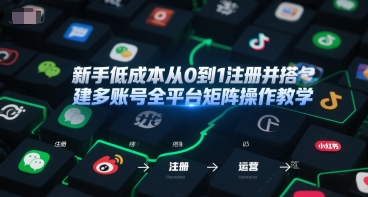 新手低成本从0到1注册并搭建多账号全平台矩阵操作教学，手机号-邮箱-IP-工具-尤课网创