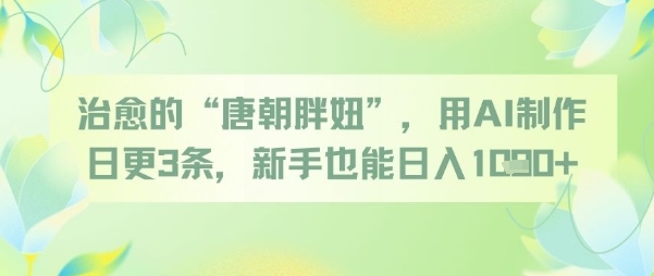 治愈的“唐朝胖妞”，用AI制作日更3条，新手也能日入多张-尤课网创