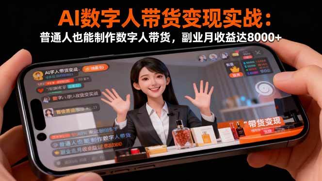 （16377期）AI数字人带货变现实战：普通人也能制作数字人带货，副业月收益达8000+-尤课网创