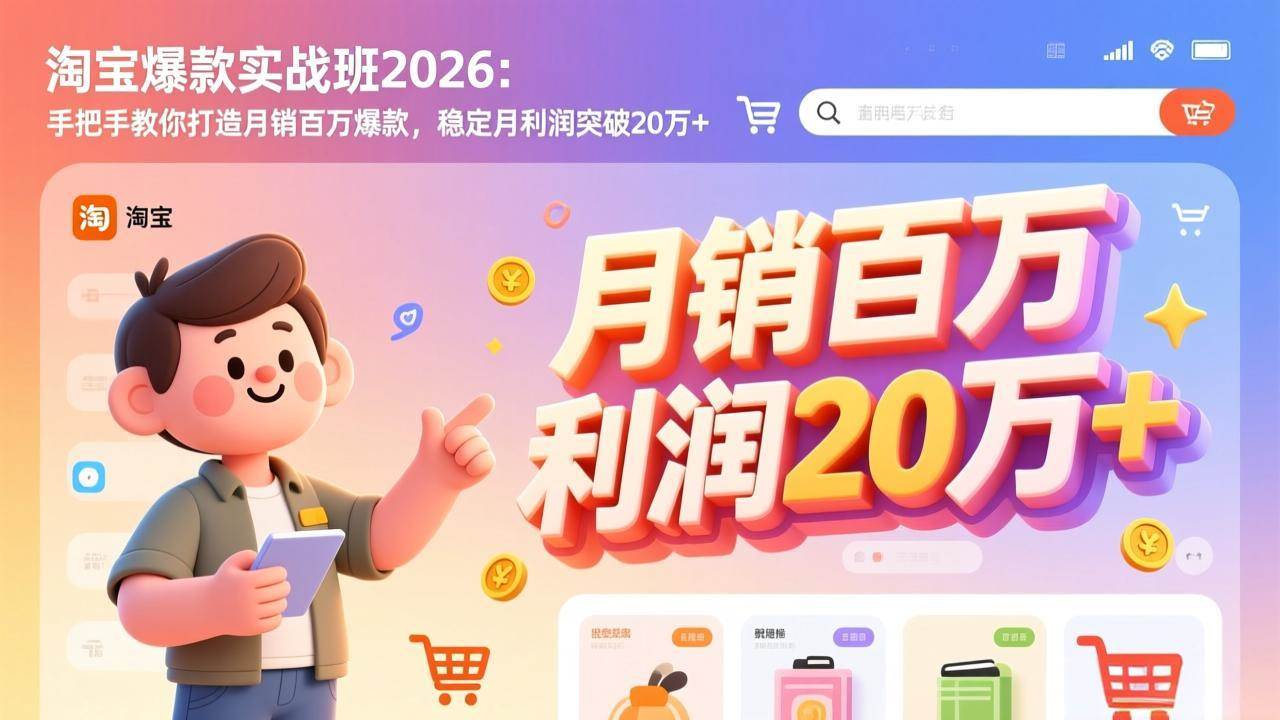 （17401期）淘宝爆款实战班-2026年2月更新：手把手教你打造月销百万爆款，稳定月利润突破20万+-尤课网创