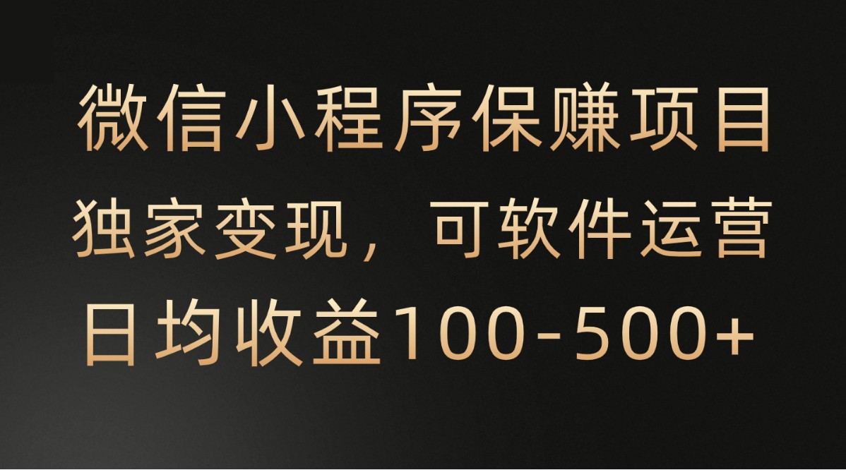微信小程序，腾讯保赚项目，可软件自动运营，日均100-500+收益有保障-尤课网创