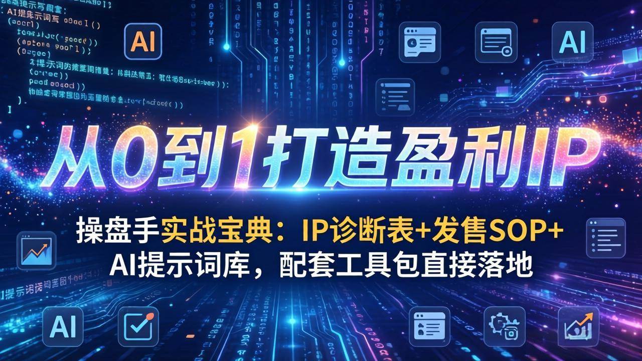 （17593期）操盘手实战宝典：IP诊断表+发售SOP+AI提示词库，配套工具包直接落地，从0到1打造盈利IP-尤课网创
