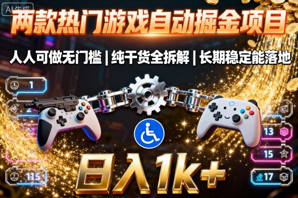 两款热门游戏自动掘金项目，人人可做无门槛，纯干货全拆解，长期稳定能落地，日入1k+【揭秘】-尤课网创
