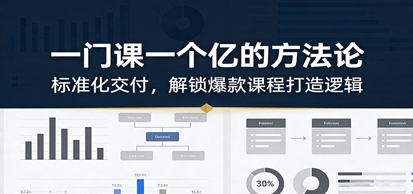 一门课一个亿的方法论：标准化交付，解锁爆款课程打造逻辑-尤课网创