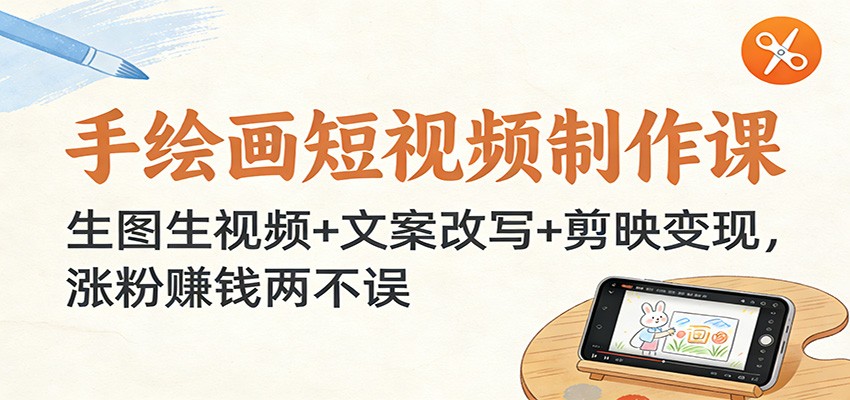 手绘画短视频制作课：生图生视频+文案改写+剪映变现，涨粉赚钱两不误-尤课网创