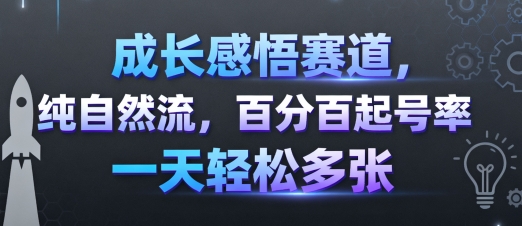 成长感悟赛道，纯自然流，百分百起号率 一天轻松多张-尤课网创
