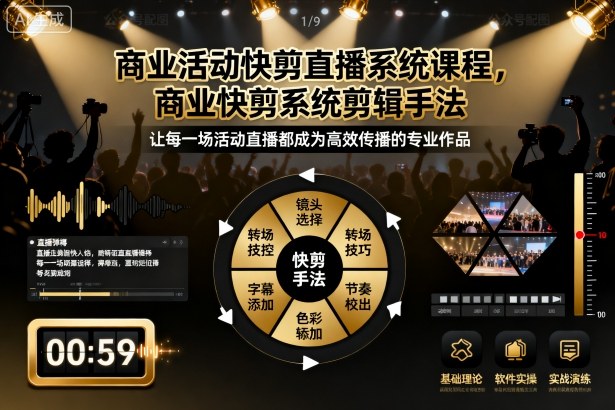 商业活动快剪直播系统课程，商业快剪系统剪辑手法-尤课网创