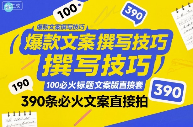 爆款文案撰写技巧,100个必火标题文案模版直接套,390条必火文案直接拍-尤课网创