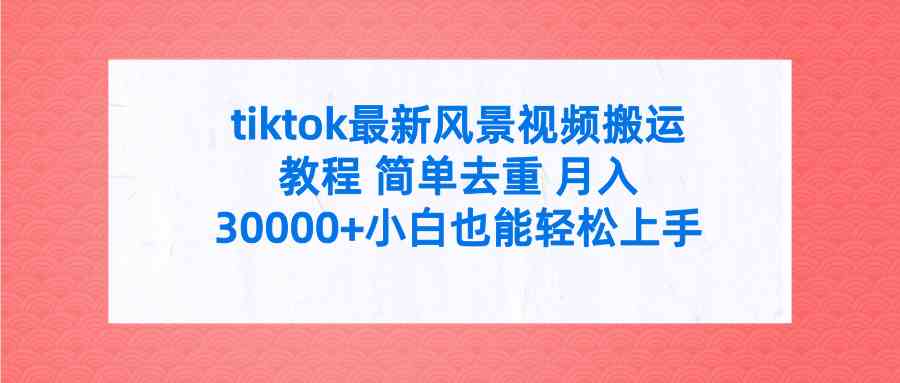 （9804期）tiktok最新风景视频搬运教程 简单去重 月入30000+附全套工具-尤课网创