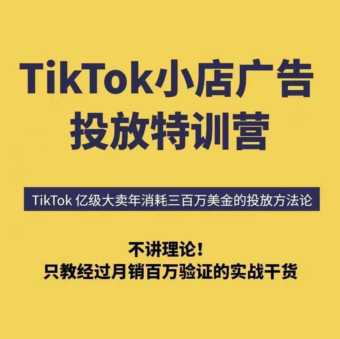 TikTok小店广告投放特训营，6天破局计划专治各种“投不动”，教你经过月销百万验证的实战干货-尤课网创