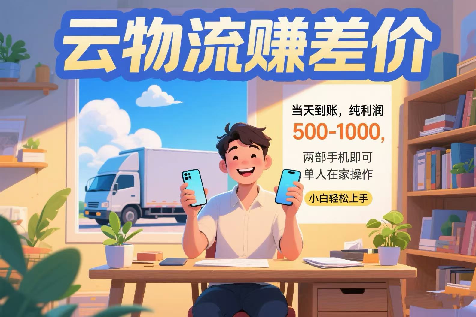 云物流赚差价 当天到账纯利润500-1000 两部手机即可 可单人在家操作 小…-尤课网创