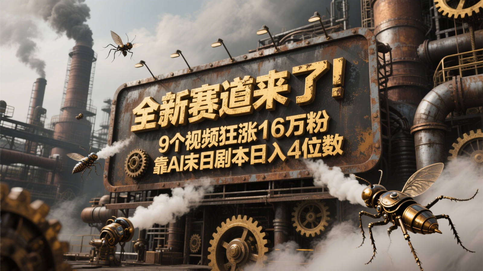 全新赛道来了！9个视频狂涨16万粉，靠AI末日剧本日入4位数，评论区爆肝追更！-尤课网创