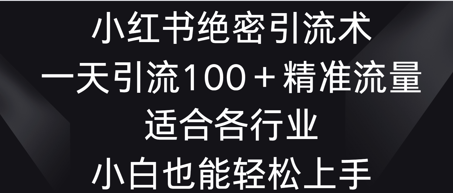 小红书绝密引流术，一天引流100＋精准流量，适合各个行业，小白也能轻松上手-尤课网创