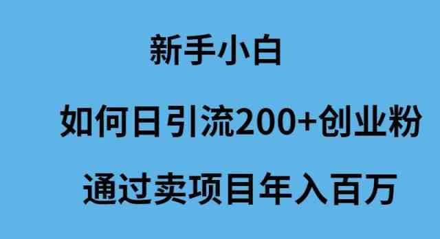 （9668期）新手小白如何日引流200+创业粉通过卖项目年入百万-尤课网创
