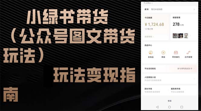 （12902期）小绿书带货（公众号图文带货玩法）玩法变现指南-尤课网创