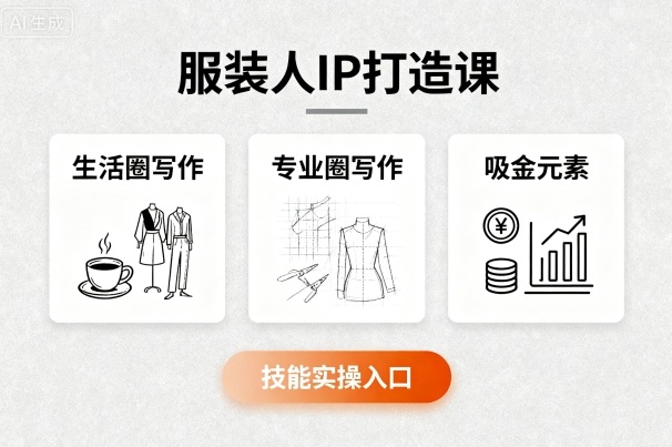 服装人IP打造课，文案创富+生活圈写作+专业圈写作+服装人专属+吸金元素+技能实操-尤课网创