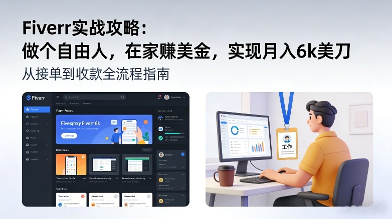 Fiverr实战攻略，做个自由人，在家賺美金，实现月入6k美刀-尤课网创