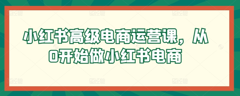 小红书高级电商运营课，从0开始做小红书电商-尤课网创