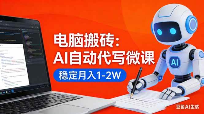 （17582期）电脑搬砖：AI自动代写微课，稳定月入1-2W，提供接单渠道，0门槛小白可做！-尤课网创