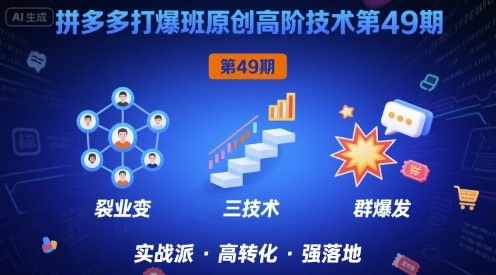 拼多多打爆班原创高阶技术第49期，拼多多裂变+阶梯+群爆-尤课网创