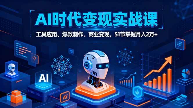 （16093期）AI时代全场景实战课，工具应用、爆款制作、商业变现，51节掌握月入2万+-尤课网创