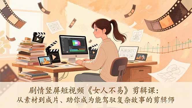 （17305期）剧情竖屏短视频《女人不易》剪辑课：从素材到成片、助你成为能驾驭复杂故事的剪辑师-尤课网创