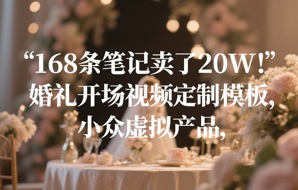 168条笔记卖了20W！婚礼开场视频定制模板，小众虚拟产品-尤课网创
