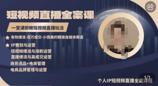 高品质IP短视频直播全案课程，一堂课俯瞰短视频直播玩法-尤课网创