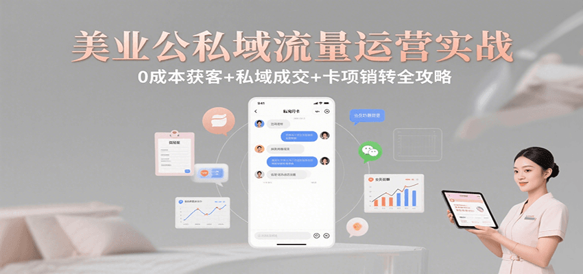 美业公私域流量运营实战：0成本获客+私域成交+卡项销转全攻略-尤课网创
