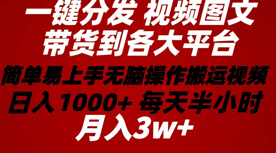 （10667期）2024年 一键分发带货图文视频 简单易上手 无脑赚收益 每天半小时日入1…-尤课网创