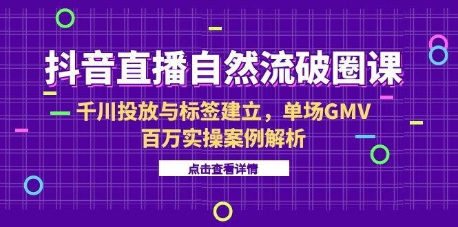 抖音直播自然流破圈课-6月，千川投放与标签建立，单场GMV百万实操案例解析-尤课网创