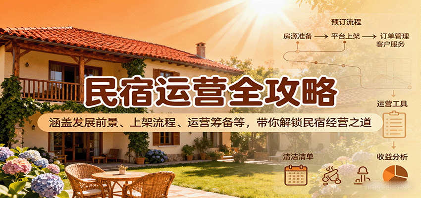 民宿运营全攻略：涵盖发展前景、上架流程、运营筹备等，带你解锁民宿经营之道-尤课网创