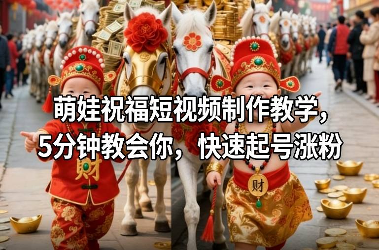 萌娃祝福短视频制作教学,5分钟教会你,快速起号涨粉-尤课网创