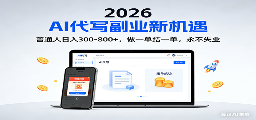2026 副业首选！AI 代写日入 300-800，普通人0门槛，做一单结一单！-尤课网创