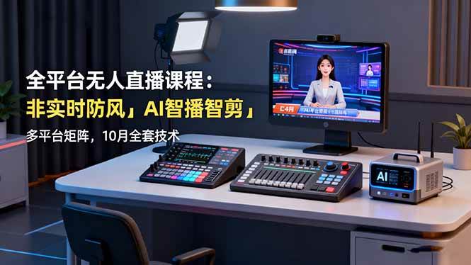 （16279期）全平台无人直播课程：非实时防风＋AI智播智剪＋多平台矩阵，10月全套技术-尤课网创