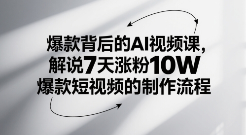 爆款背后的AI视频课，解说7天涨粉10W爆款短视频的制作流程-尤课网创
