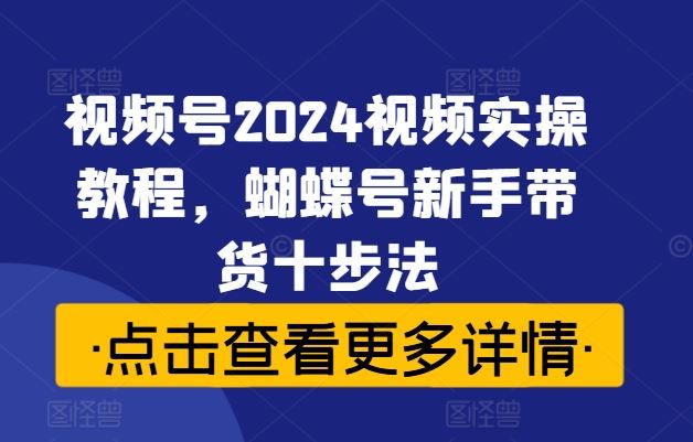 视频号2024视频实操教程,蝴蝶号新手带货十步法-尤课网创