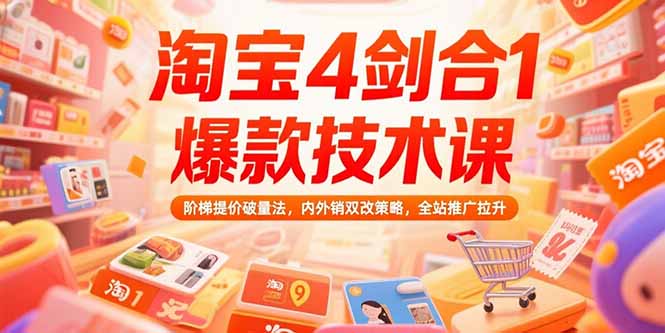 淘宝4剑合1爆款技术课73期：阶梯提价破量法，内外销双改策略 全站推广拉升-尤课网创