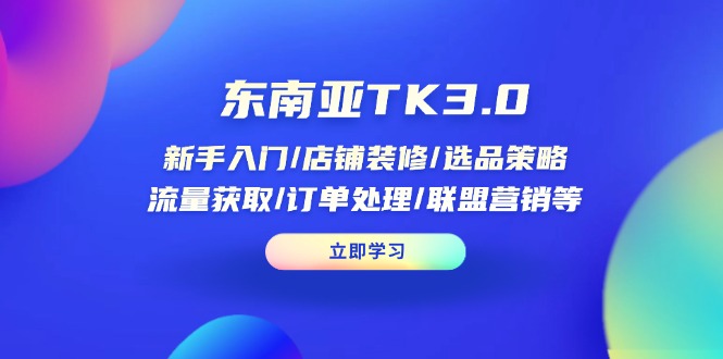 （14208期）东南亚TK3.0：新手入门/店铺装修/选品策略/流量获取/订单处理/联盟营销等-尤课网创