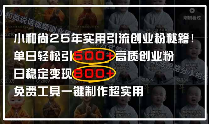 小和尚2025年实用引流秘籍！单日轻松引500+高质量创业粉，日变现800+，…-尤课网创