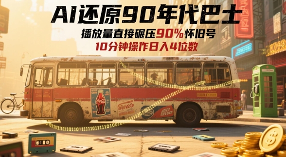 AI还原90年代巴士，一帧就让70后泪崩，播放量直接碾压90%怀旧号，每天操作十分钟，日入四位数-尤课网创