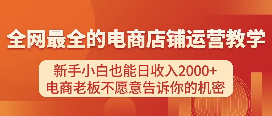 （11266期）电商店铺运营教学，新手小白也能日收入2000+，电商老板不愿意告诉你的机密-尤课网创