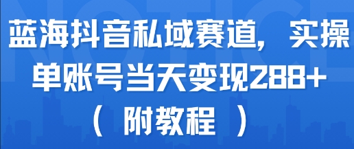 蓝海抖音私域赛道，实操单账号当天变现288+(附教程)-尤课网创