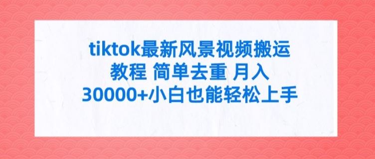 tiktok最新风景视频搬运教程 简单去重 月入3W+小白也能轻松上手【揭秘】-尤课网创
