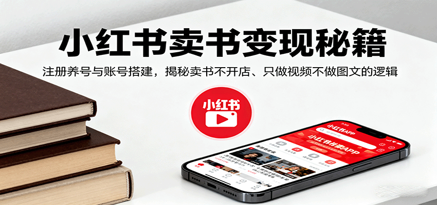 小红书卖书变现秘籍，注册养号与账号搭建，揭秘卖书不开店、只做视频不做图文的逻辑-尤课网创