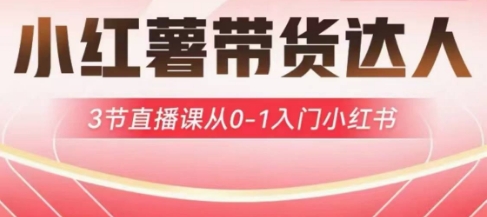 小红薯达人带货启航计划，3节直播课从0-1入门小红书-尤课网创