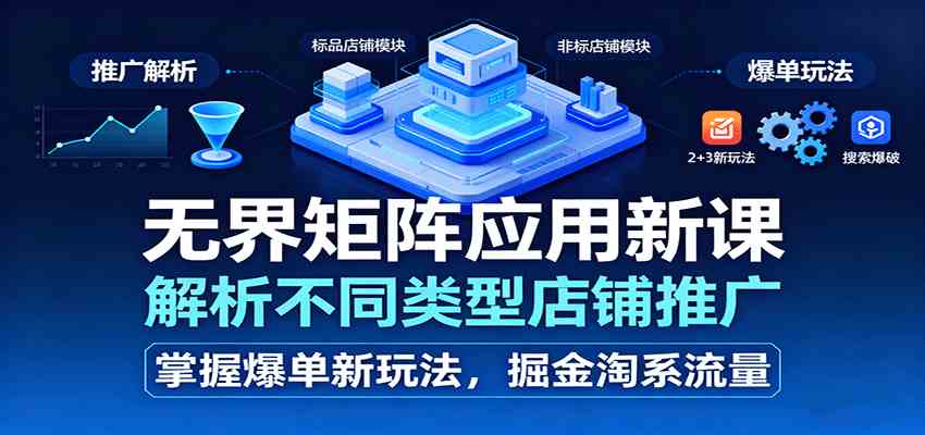 无界矩阵应用新课,解析不同类型店铺推广,掌握爆单新玩法,掘金淘系流量-尤课网创