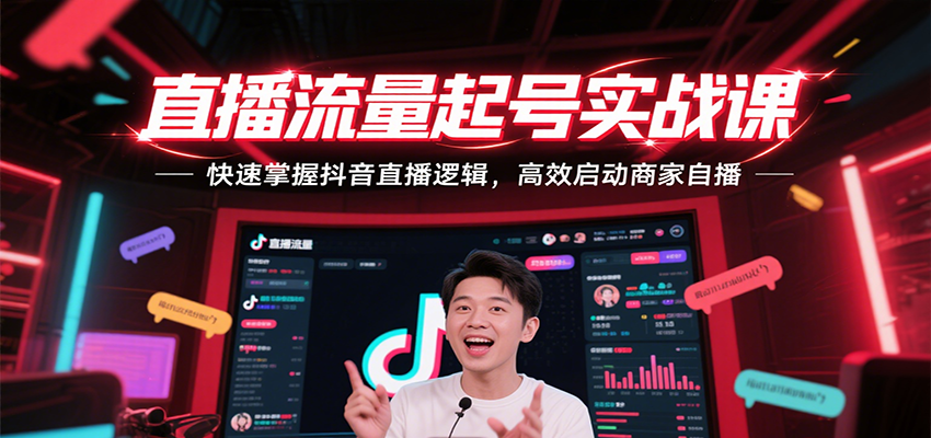 直播流量起号实战课，快速掌握抖音直播逻辑，高效启动商家自播-尤课网创